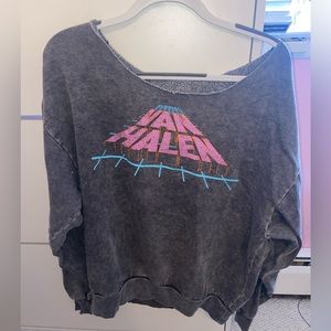 Van Halen Vintage Acid Wash Fashion Nova Off The Shoulder Women’s Sweatshirt